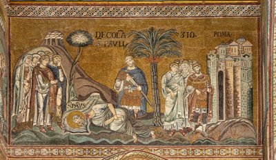 Aziz Paul'un Roma'da kafasının kesilmesi, Bizans mozaiği, Kuzey transeptinde XII-XIII yüzyıllar (mozaik) by Byzantine