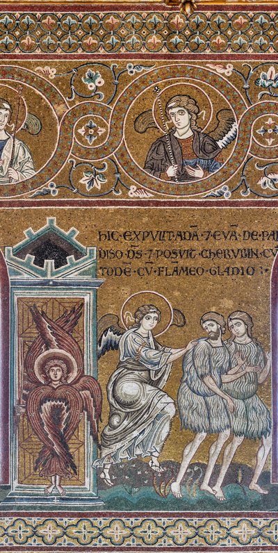 Dünyevi Cennetten kovulma, Bizans mozaiği, Eski Ahit Döngüsü-Dünya Cenneti, XII-XIII yüzyıl (mozaik) by Byzantine