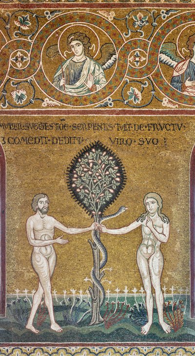 Orijinal günah, Bizans mozaiği, Eski Ahit döngüsü-Dünya Cenneti, XII-XIII sn (mozaik) by Byzantine