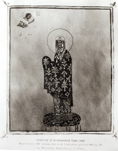 Alexius I Comnenus (1048-1118), Bizans imparatoru (1081-1118) (parşömen) (s/b fotoğraf) by Byzantine Byzantine