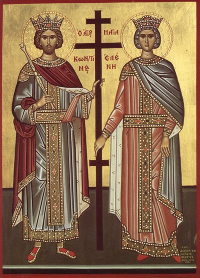 İmparator Konstantin ve annesi Konstantinopolis İmparatoriçesi Helena (baskı) by Byzantine Byzantine
