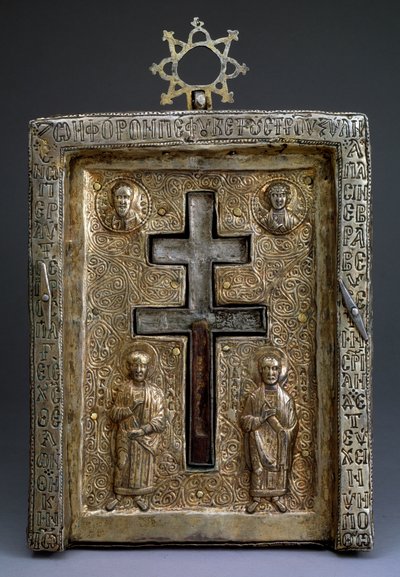 Yaldızlı gümüş staurothek Haç kutsal emaneti, Bizans, 12. yüzyıl by Byzantine Byzantine