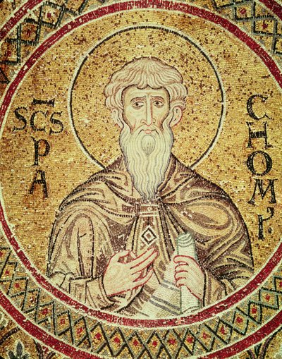 Aziz Pachomius (d.346) (mozaik) by Byzantine School