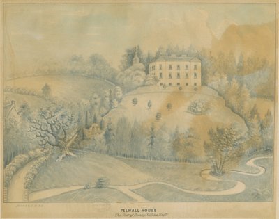 Drayton-in-Hales - Pelwall Evi: mavi yıkama çizimi, nd [?19th cent] by C.B Ash