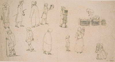 Diğerlerinin yanı sıra çeşitli rakamlar. Oynak çocuklar ve "portre ressamı Hansen" ile 2 grup by C.D. Fritzsch