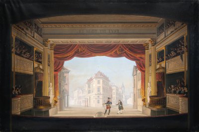 Kraliyet iç Jacob v. Thyboe yapımı sırasında tiyatro by C.F. Christensen