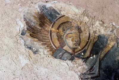 Angel, Agios Georgios Bizans kilisesindeki fresk, Apodoulou, Girit, Yunanistan (fotoğraf) by J.B. and Brown J. Rowbotham