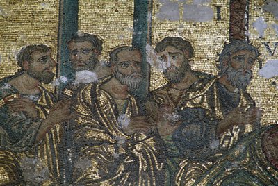 Havarilerin tasviri, Doubt of St Thomas mozaiğinden detay, Doğuş Kilisesi (Unesco Dünya Mirası Listesi, 2012), Beytüllahim, Filistin by J.B. and Brown J. Rowbotham