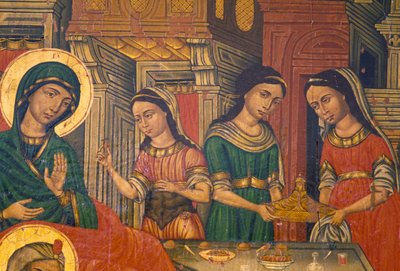 Madonna ve yiyecek taşıyan kadınlar, Arkadi, Girit, Yunanistan (fotoğraf) by J.B. and Brown J. Rowbotham