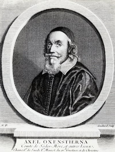 Axel Oxenstierna Gustafsson (1583-1654), İsveç Krallığı Şansölyesi portresi, gravür by J.B. and Brown J. Rowbotham