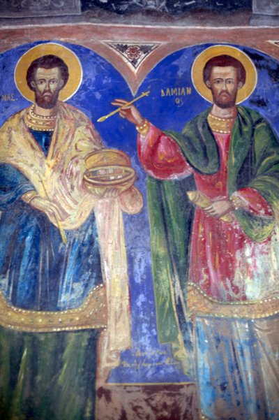 Aziz Cosmas ve Damian, Megalo Sotiris Manastırı, Simi Adası, Yunanistan (fotoğraf) by J.B. and Brown J. Rowbotham