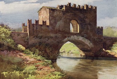 Nomentana üzerinden Aniene üzerinde Orta Çağ Köprüsü (renkli taş) by C.T.G. Formili