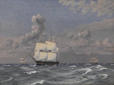 Bir Fırkateyn ve Seyir Eden Diğer Bazı Gemiler by Christoffer Wilhelm Eckersberg