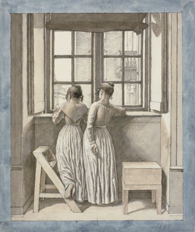 Sanatçının Stüdyosunda Bir Pencerede by Christoffer Wilhelm Eckersberg