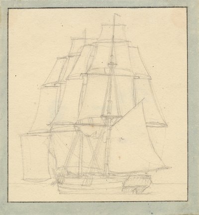 Okuma yelkenli bir brik by Christoffer Wilhelm Eckersberg