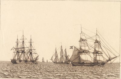 Bir firkateyn demir atıyor. "Doğrusal Perspektif" için İllüstrasyon, Plaka IXb by Christoffer Wilhelm Eckersberg