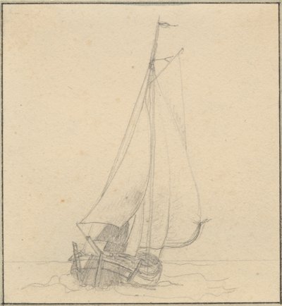 Önden görülen yelken altında bir av. by Christoffer Wilhelm Eckersberg