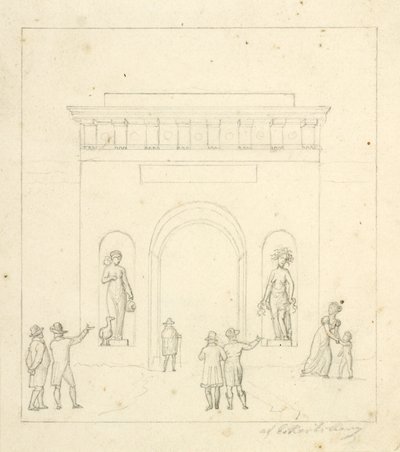 Ön plandaki figürlerde bir zafer takı by Christoffer Wilhelm Eckersberg