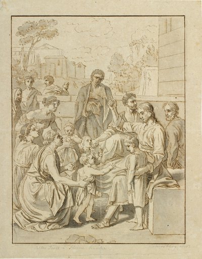 İsa küçük çocukların ona gelmesine izin veriyor by Christoffer Wilhelm Eckersberg