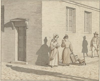 Resimde Uygulanan Doğrusal Perspektif - Levha VII, 1 - Bir Sokak Köşesi Karşılaşması by Christoffer Wilhelm Eckersberg