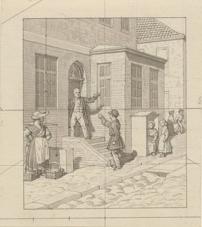 Resim sanatına uygulanan doğrusal perspektif - Levha VII, 2 - Sokak merdivenlerinde kavga. by Christoffer Wilhelm Eckersberg