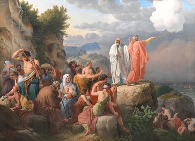 Musa Kızıldeniz'in geri dönmesine izin verir ve Firavun'un ordusu sular altında kalır by Christoffer Wilhelm Eckersberg