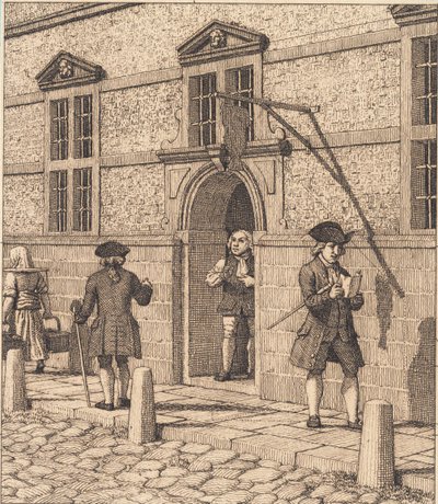 Borsanın bir portalı etrafında parti yapın. "Doğrusal Perspektif" için İllüstrasyon, Plaka VI by Christoffer Wilhelm Eckersberg