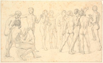 Bir grup çıplak erkeğin incelenmesi by Christoffer Wilhelm Eckersberg