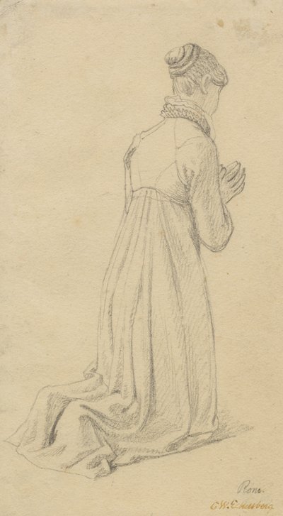 Diz çökmüş bir kadının incelenmesi. by Christoffer Wilhelm Eckersberg
