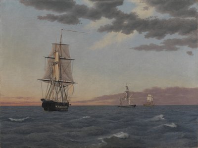 Korvet "Galathea" Brig "St Jean"e Yardım Göndermek İçin Yalan Söyledi by Christoffer Wilhelm Eckersberg