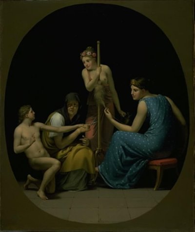 Parcae: Clotho, Lachesis ve Atropos Hayat İpliğini Eğiriyor by Christoffer Wilhelm Eckersberg
