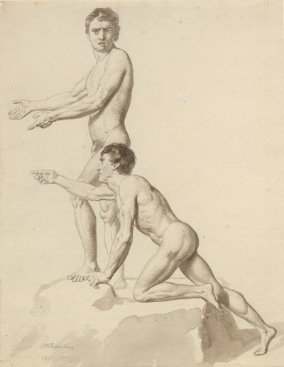 Bir kayanın üzerinde iki İsrailli by Christoffer Wilhelm Eckersberg