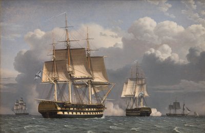 Hattın İki Rus Gemisi Selamlıyor by Christoffer Wilhelm Eckersberg
