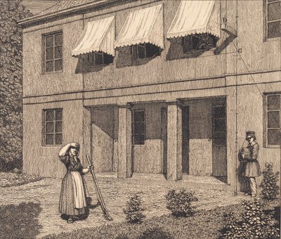 Bir villanın dışında. "Doğrusal Perspektif" için İllüstrasyon, Plaka V by Christoffer Wilhelm Eckersberg