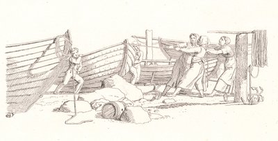 Bir Balıkçı Köyünden Bir Görünüm. Tekneler Karaya Çekildi by Christoffer Wilhelm Eckersberg
