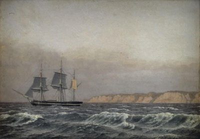 Møn Kayalıkları ve Korvet manzarası by Christoffer Wilhelm Eckersberg
