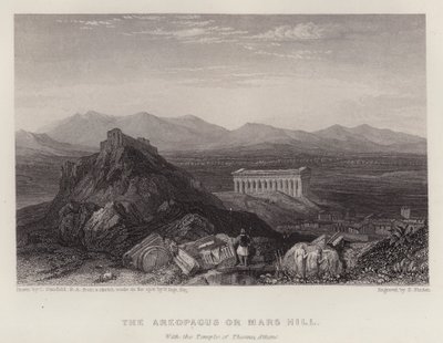 Theseus Atina Tapınağı ile Areopagus veya Mars Tepesi (renkli taş) by C. (after) Stanfield