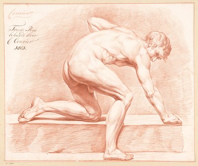 Diz çökmüş çıplak erkek, yandan görünüş (2. ödül 1801) by C. Courier