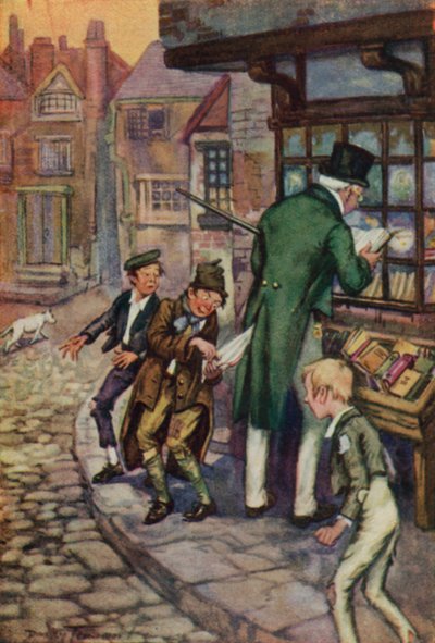 Charles Dickens'ın Oliver Twist çizimi (renkli lito) by C. Dudley (after) Tennant