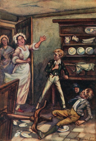 Charles Dickens'ın Oliver Twist çizimi (renkli lito) by C. Dudley (after) Tennant