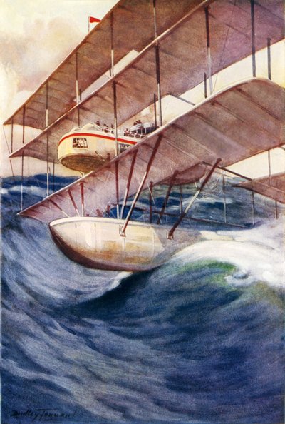 Geleceğin hava gemisi (renkli lito) by C. Dudley Tennant