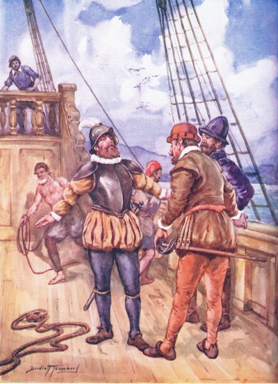 İki okyanusu birbirine bağlayan korkusuz denizci (renkli lito) by C. Dudley Tennant