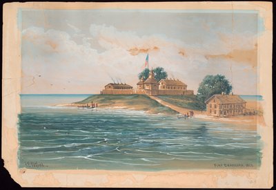 1803 yılında Fort Dearborn (suluboya) by C. E. Petford