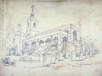 All Hallows-by-the-Tower Kilisesi, Londra, 1803 by C John M Whichelo