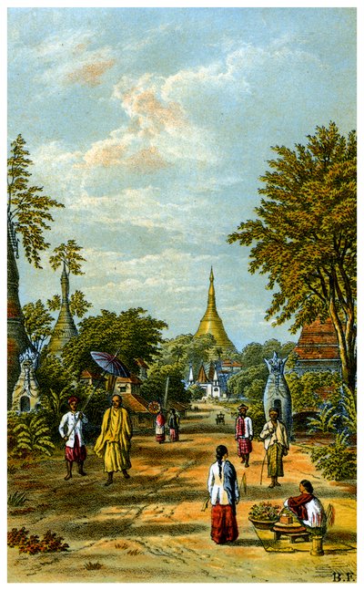 Shwe Dragon pagodası, Rangoon, 19. yüzyıl. by C Kegan Paul
