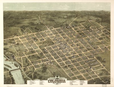 Columbia şehrinin kuşbakışı görünümü, Güney Karolina 1872. by C. N. Drie