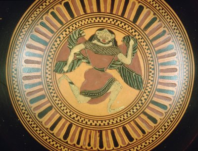 Akan bir gorgon (seramik) ile süslenmiş tavan arası siyah figürlü fincan by C Painter