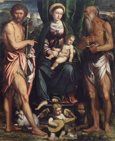 Vaftizci Yahya ve Aziz Jerome ile Madonna ve Çocuk by Callisto Piazza