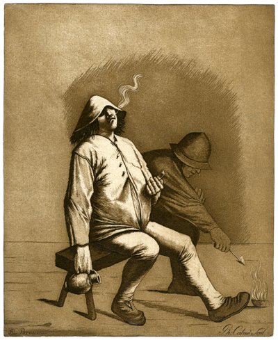 Bir bankta oturan iki adam, 18. yüzyıl. by Calnie