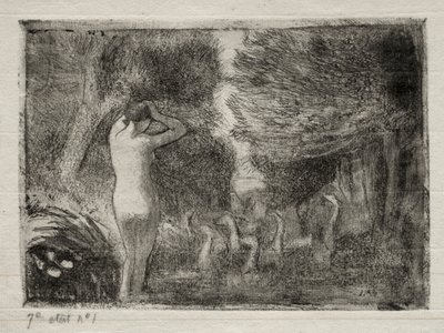 Yıkanan ve Kazlar, 1895. by Camille Jacob Pissarro